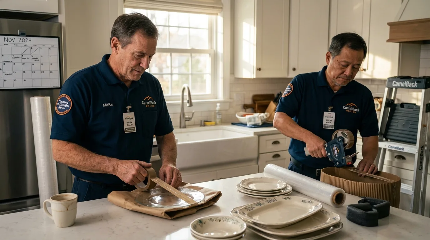 Professional crew packing kitchen dishware in Owasso, OK